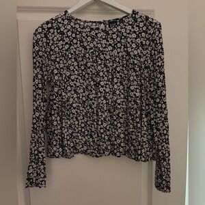 GAP Black and White Floral Blouse